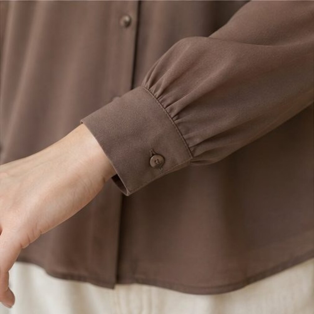 Mocha Ruffle Collar Blouse - Picture 5 of 6